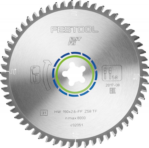 List krožne žage za aluminij/plastiko FESTOOL VW 190x2,6 FF TF58