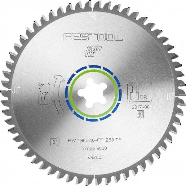 List krožne žage za aluminij/plastiko FESTOOL VW 190x2,6 FF TF58