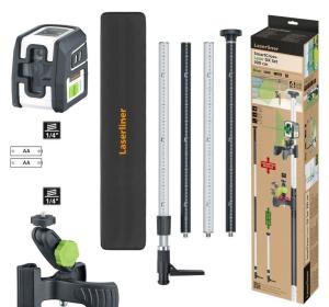 Zeleni križni laser Laserliner z 1/4” navojem, SmartCross-Laser GX Set 300 cm
