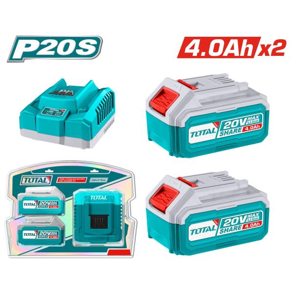 Set baterij in polnilec Total Industrial 2x 4,0 Ah